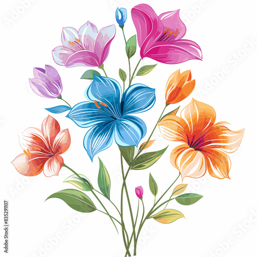 Beautiful Flower Bouquet with Vibrant Colors and Green Leaves