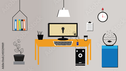 Flat design on a computer room
