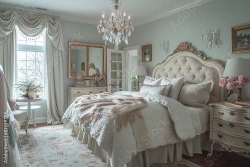 Indulge in the timeless beauty of a classic American bedroom, adorned with traditional furniture pieces, elegant detailing, and a touch of nostalgia