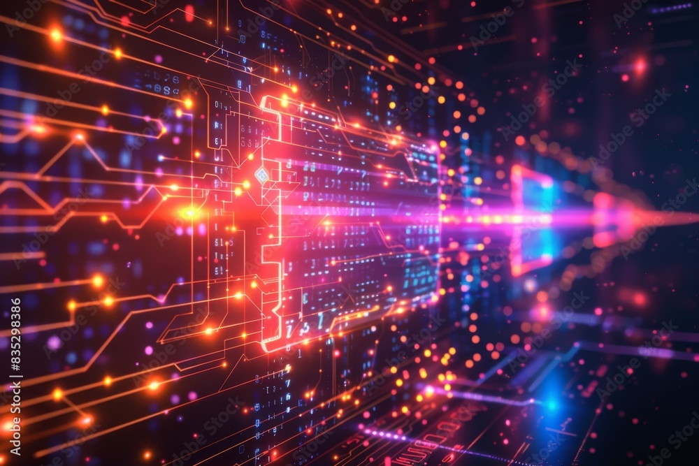 Cyber Security Data Transfer illustration created with Generative AI Cyber Security Data Transfer illustration created with Generative AI