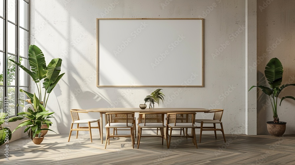 Vertical ISO A2 Frame Mockup in Modern Scandinavian Bohemian Living Room. Reflective Glass Poster on Wall with Elegant and Detailed Design, Ultra HD 8K Resolution, Featuring Apartment Interior Backgro Vertical ISO A2 Frame Mockup in Modern Scandinavian Bohemian Living Room. Reflective Glass Poster on Wall with Elegant and Detailed Design, Ultra HD 8K Resolution, Featuring Apartment Interior Backgro