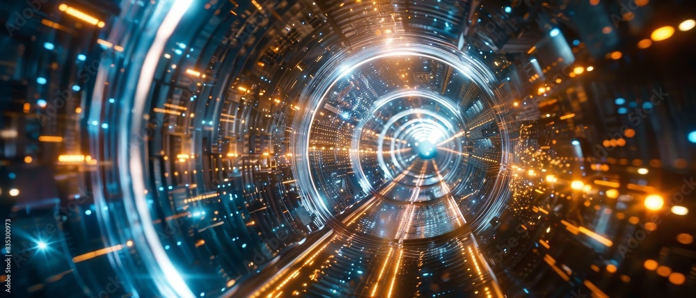 Fototapeta premium Modern Technology Concept: Machine Tunnel Futuristic Looping Background