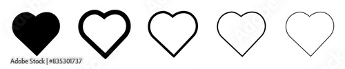 Heart vector icons. Set of love symbols isolated on transparent background.