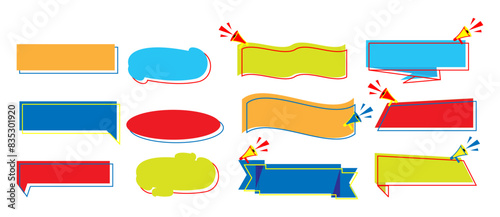 Referral program label banner vector set. Friends recommendation and social marketing tag. Annoucement graphic design.