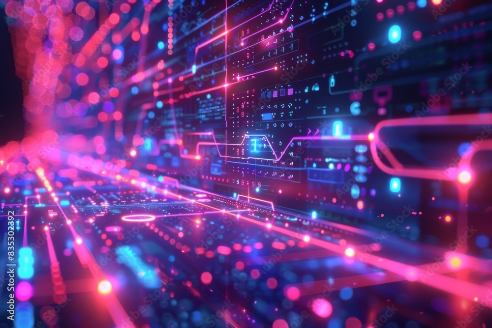 Cyber Security Data Transfer illustration created with Generative AI Cyber Security Data Transfer illustration created with Generative AI
