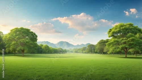 landscape with green grass and sky