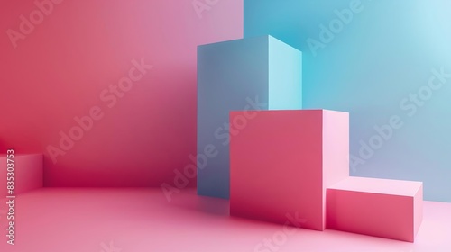 Minimalist digital concept featuring a 3D cube with soft pastel colors, embodying modern trendy abstract art with simple details