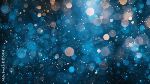 Stunning Blue Bokeh Background with Glittering Lights and Sparkles 