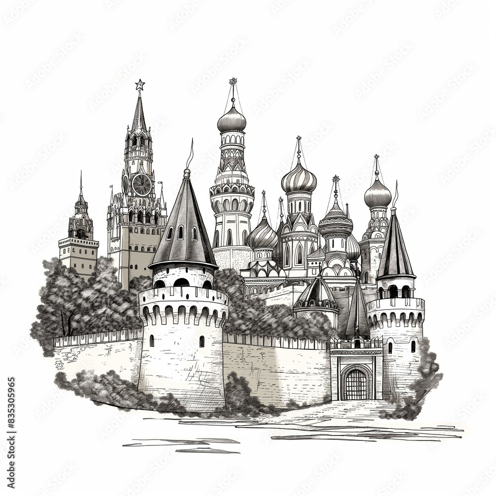 Obraz premium Castle, house, drawing, illustration 