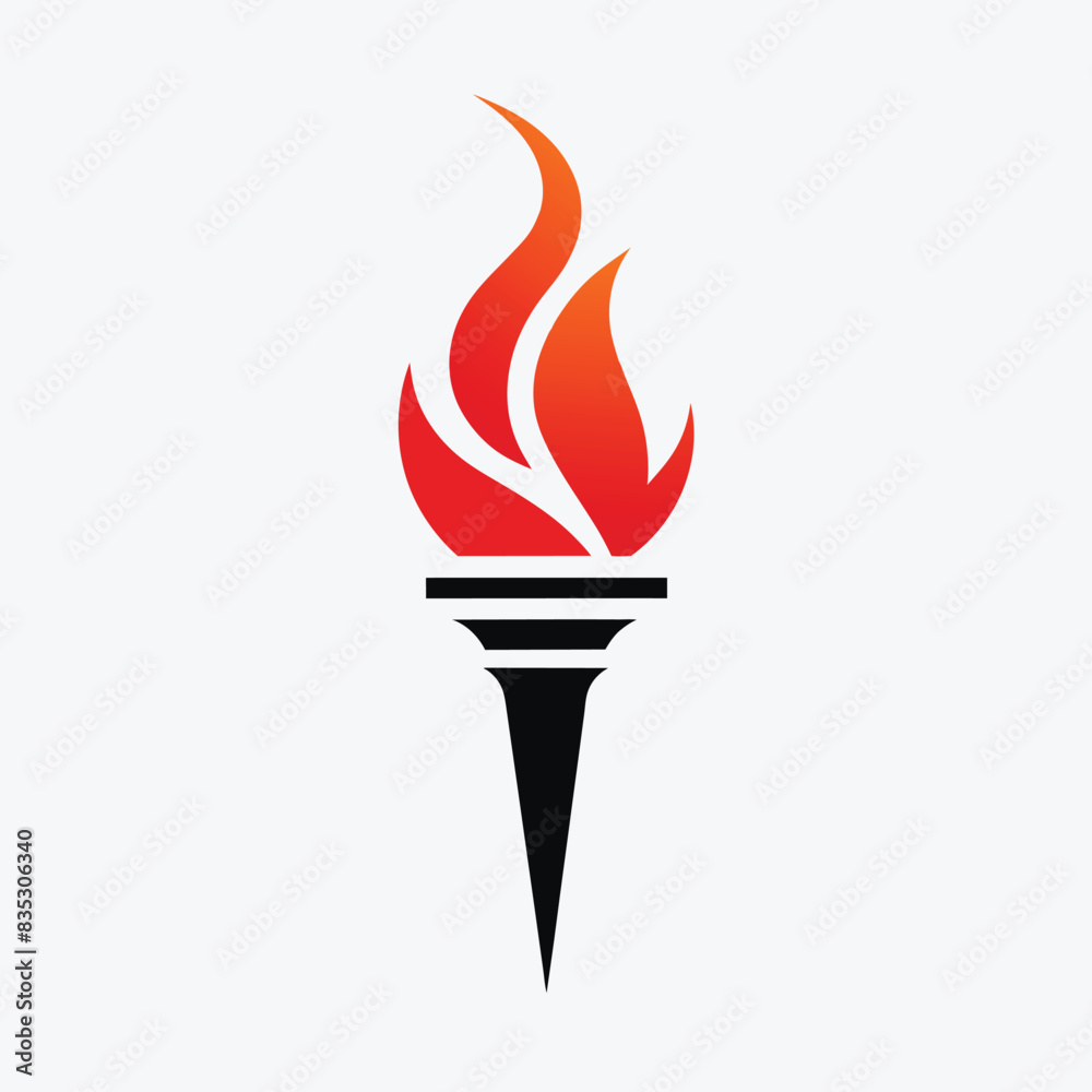 Torch logo icon vector template with negative space design illustration