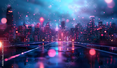 A big city at night in blurred lights © AnastasiiaSai