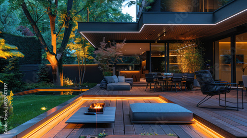 Contemporary outdoor LED lighting for backyards.