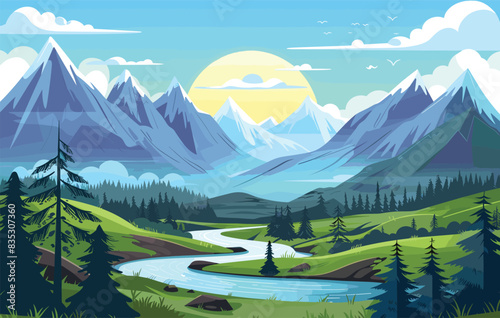 Experience the Majesty of a Surreal Landscape: Stunning Mountain Range and Tranquil Lake with Reflective Illusion