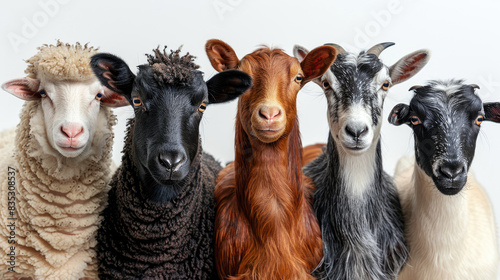 Portrait of a diverse group of farm animals