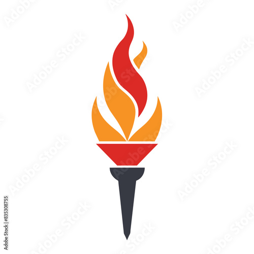 Torch logo icon vector template with negative space design illustration