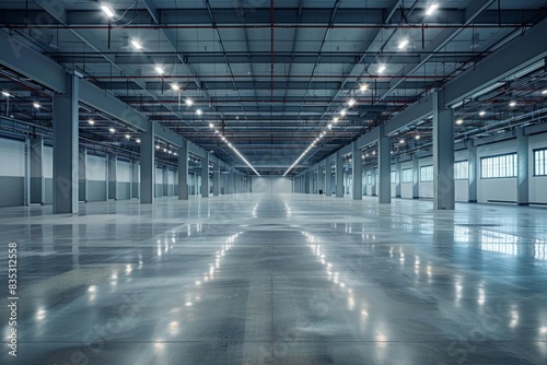 Empty industrial distribution warehouse or temporary storage