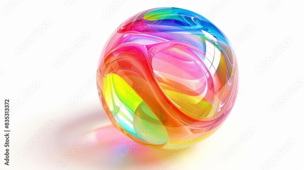 Artistic 3D pop art rendering of a clear globe with a swirling rainbow, representing LGBT pride, isolated on a white background Artistic 3D pop art rendering of a clear globe with a swirling rainbow, representing LGBT pride, isolated on a white background