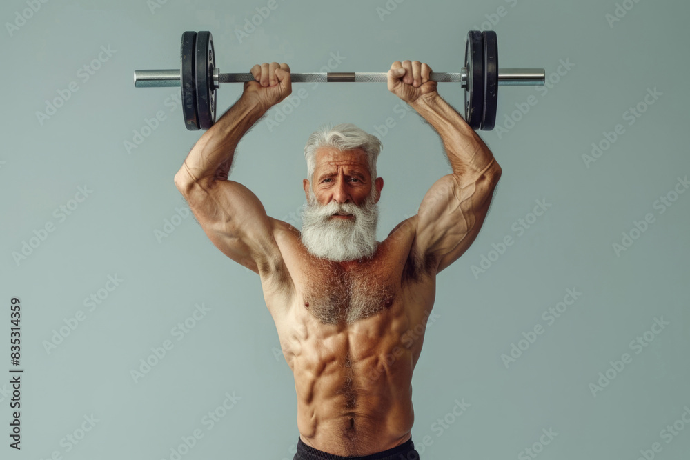 senior man grandpa lifting a barbell senior man grandpa lifting a barbell