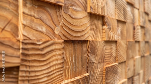 Textured and detailed edge glued larch wood panel