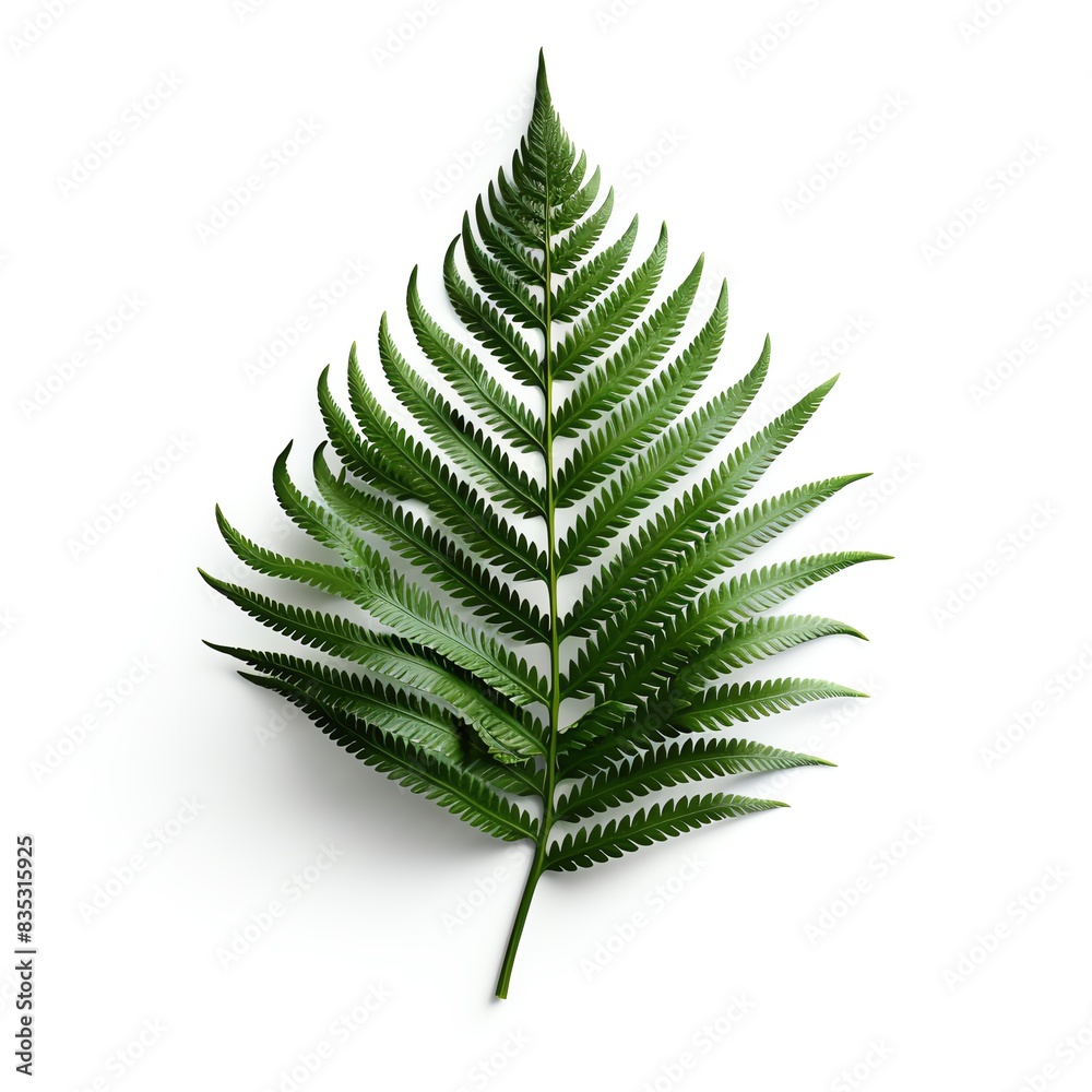 A frond of a fern isolated on a white background A frond of a fern isolated on a white background