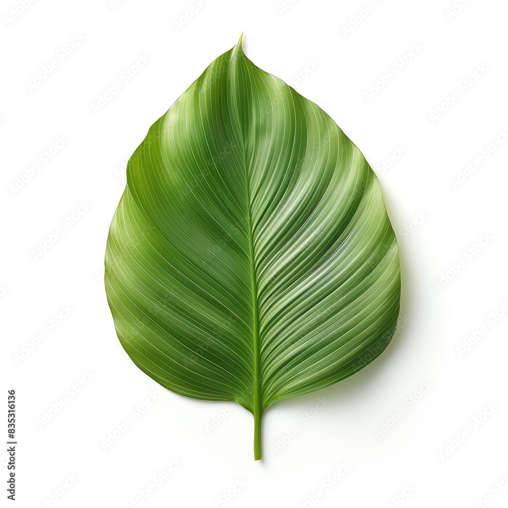 Fototapeta premium A lush of green leaf that leaf is detailed and realistic, be isolated on a white background.