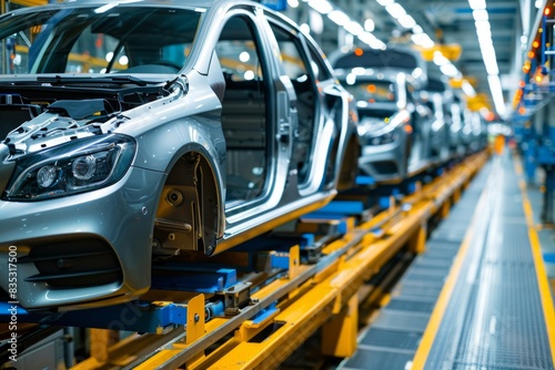 Modern car production in a factory