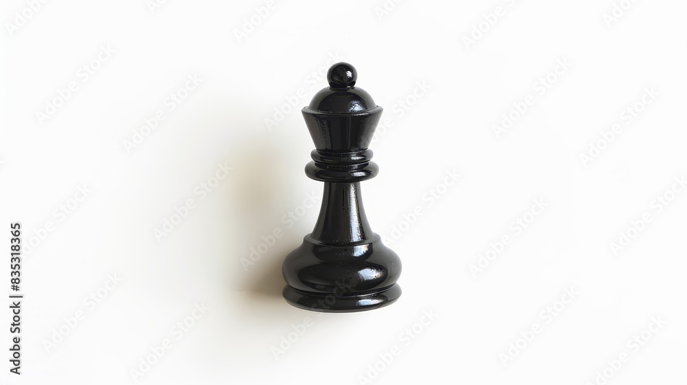 Top-down view of a chess piece reaching the far side, illustrating strategic success, with intentional lighting, isolated on white background, copy space Top-down view of a chess piece reaching the far side, illustrating strategic success, with intentional lighting, isolated on white background, copy space