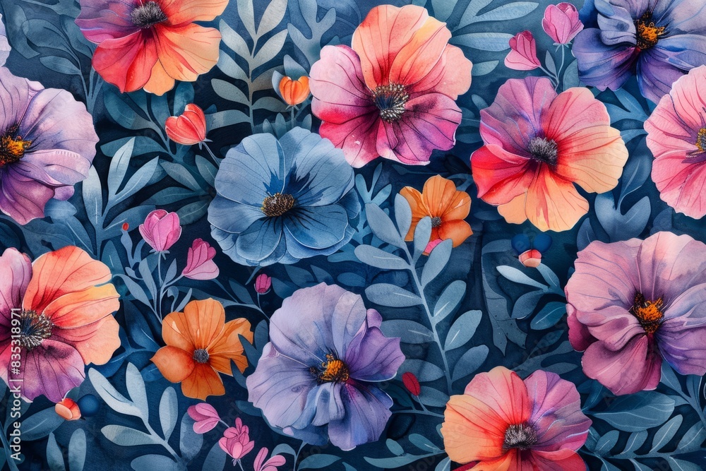 Beautiful flowers clipart in watercolor style