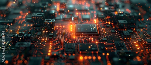 Modern Technology Concept: Futuristic server Abstract background circuit board futuristic server