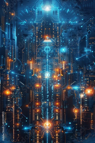Modern Technology Concept  Futuristic server Abstract background circuit board futuristic server