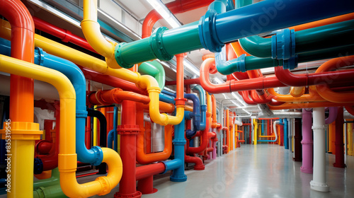 Wallpaper Mural Multicolored industrial plastic pipes at a training workshop Torontodigital.ca