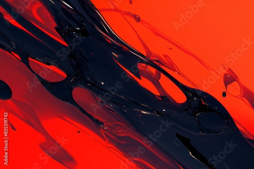 Dynamic red abstract motion with black fluid patterns and textures