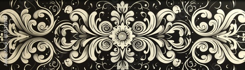 Abstract pattern featuring a mazelike design in black and white Intricate and detailed with a sophisticated look photo