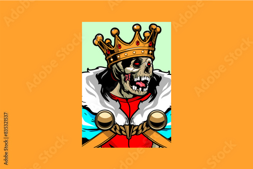King skull pop art cartoon character vector image
