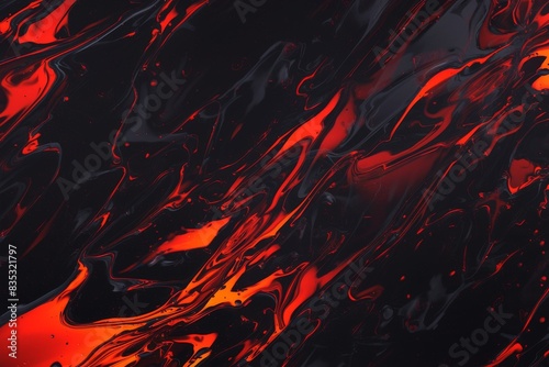 Mesmerizing red droplets with black fluid motion and abstract shapes