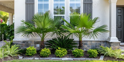 Saw Palmetto plant in front yard of a house. Concept Front yard, Landscaping, Saw Palmetto Plant, Native Plants