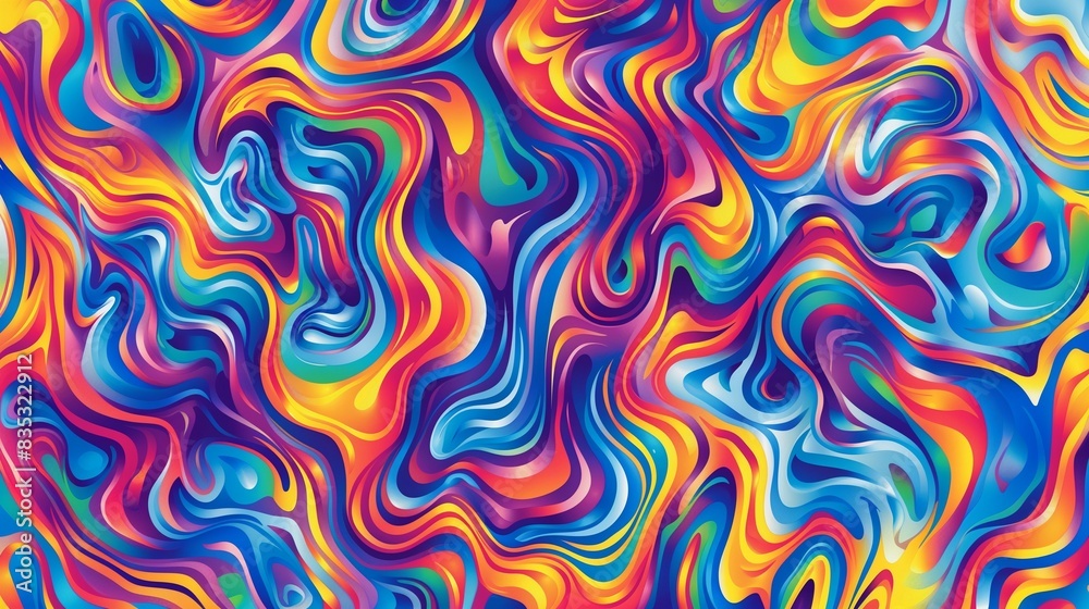 Wavy Lines Abstract Pattern Colorful Psychedelic Trippy Background Banner Multicolor