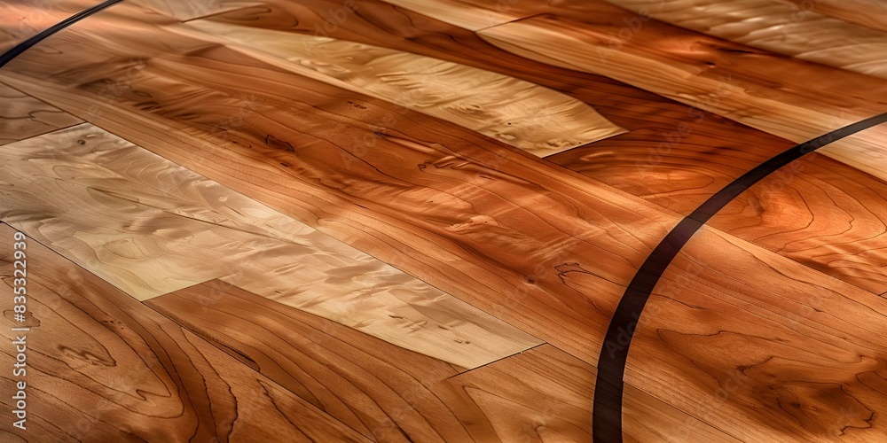 Bird's Eye View of a Basketball-Themed Maple Hardwood Floor. Concept