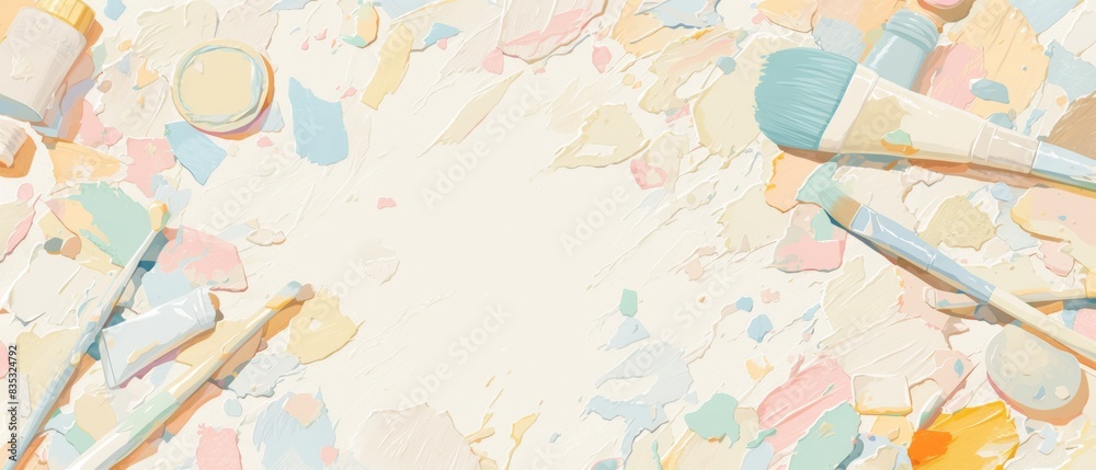 A detailed closeup showcasing the texture of thick, impasto paint strokes on a canvas, creating an aesthetic and artistic background with a palette of soft pastel colors that blend beautifully