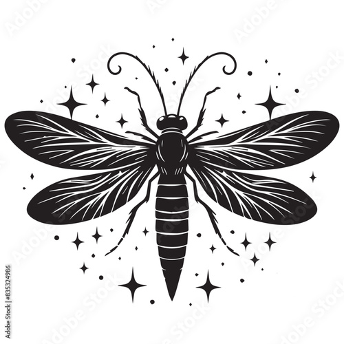 Firefly silhouette vector art white background
