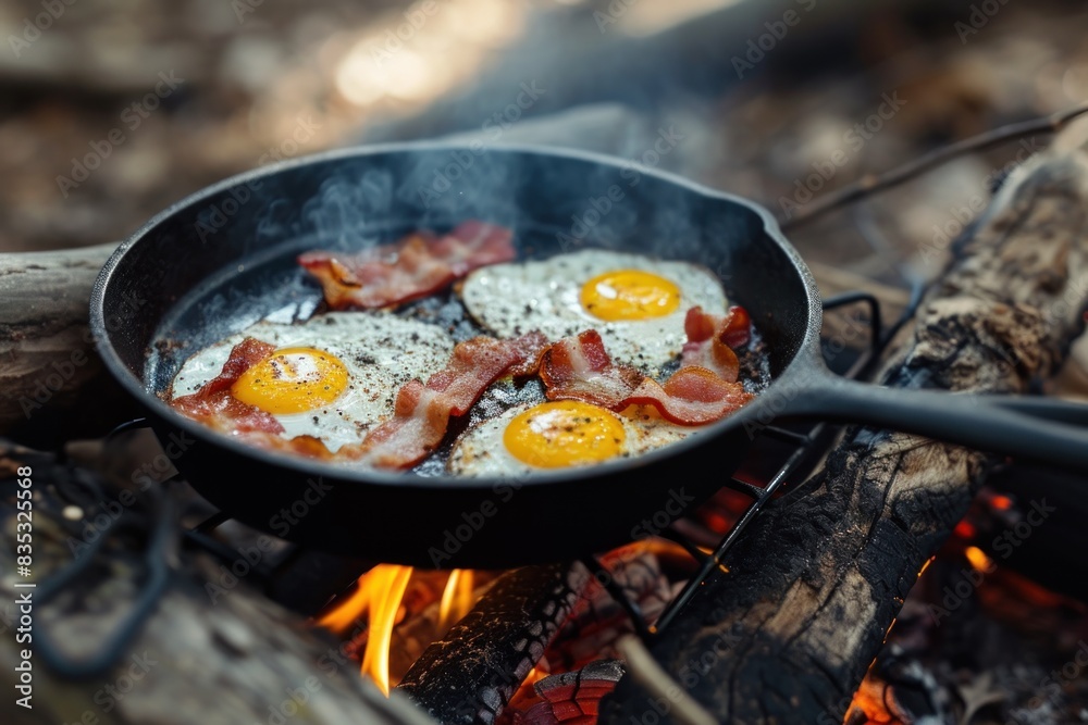 Breakfast being cooked on open flame