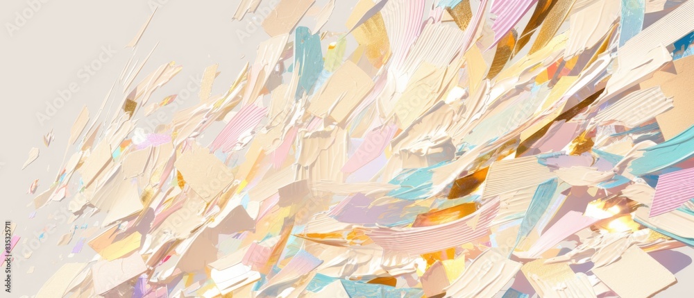 A detailed closeup showcasing the texture of thick, impasto paint strokes on a canvas, creating an aesthetic and artistic background with a palette of soft pastel colors that blend beautifully