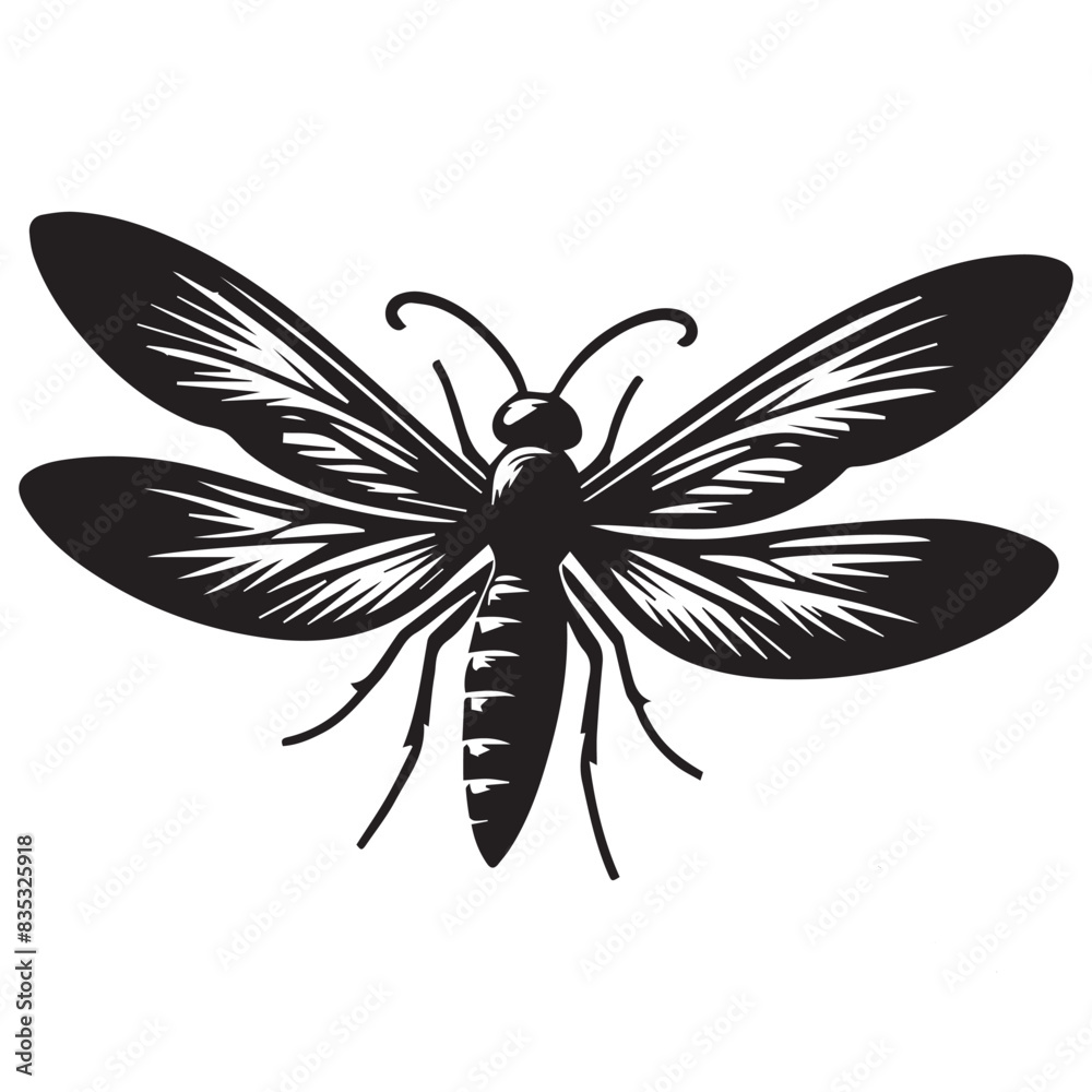 Firefly silhouette vector art white background