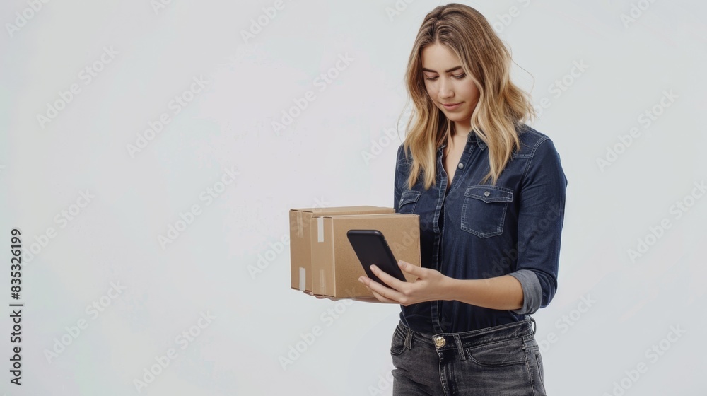 Obraz premium The Woman Holding Package