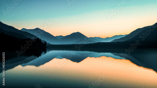 stunning nature scence beautiful mountain view in golden hour  sunrise or sunset with golden light.