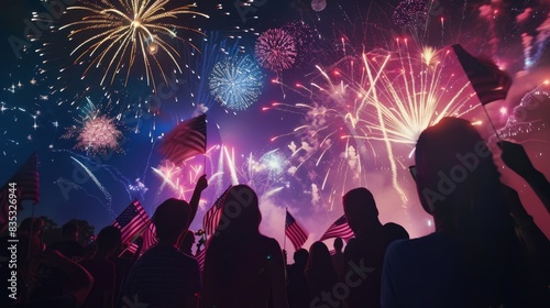 The crowd enjoying fireworks.