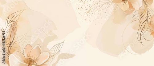 An artistic abstract background featuring stylized floral elements in a beige color scheme