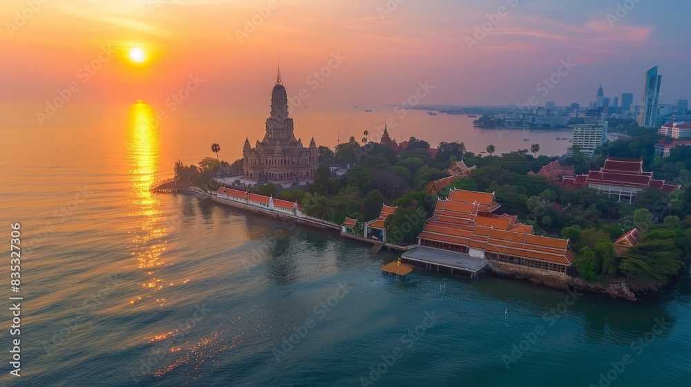 Obraz premium Wat Arun, one of Tourist attractions famous landmarks travel of Thailand.