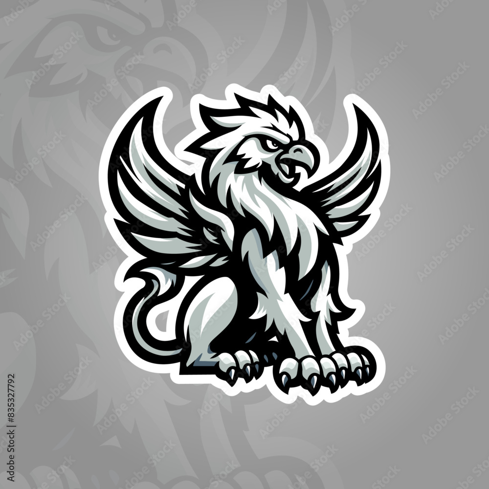 Obraz premium Logo de Mascota Grifo Mitológico - Diseño Vectorial Limpio