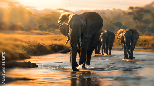 Elephant family in the wild